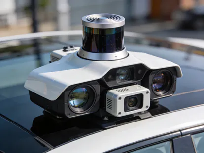 Sensores LiDAR y cámaras en el techo de un vehículo autónomo.