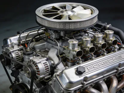 Motor bóxer de 6 cilindros del Porsche 911 clásico.